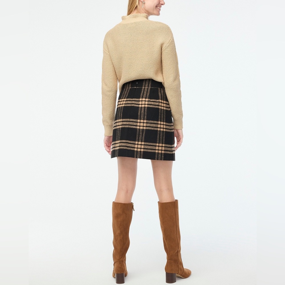 J. Crew Plaid wool-blend A-line Mini Skirt - Serene Spruce - Picture 3 of 6